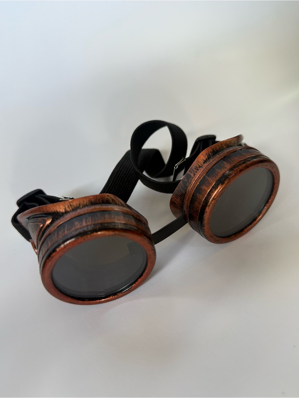 Steampunk Copper-Tone Men’s Goggles - Black Strap